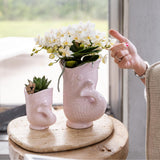 Orchidée Nazaré blanche avec cache-pot Fish rose - Phalaenopsis - H 25 cm, pot Ø9 cm